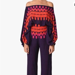 Vibrant Wide Leg Jumpsuit in Purple and Red